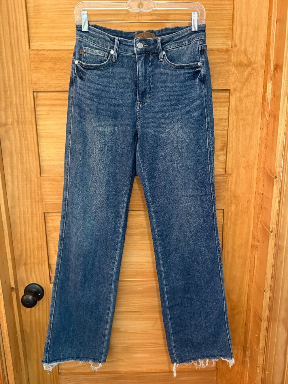 Judy Blue Mid Rise Tummy Control Vintage Raw Hem Straight Leg Jeans size 7/28